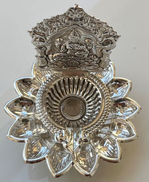 Silver Plated Lotus Diya C: SP0017C