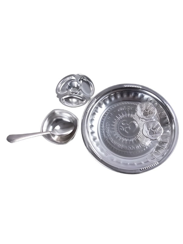 Silver Plated Pooja Thali Set D: SP0017D