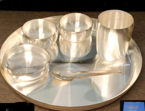 Silver Plated 14 inch Dinner Set Matt Finish: SP0017T