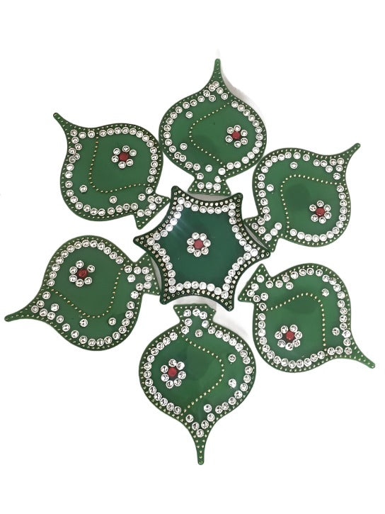 A set of acrylic material art pieces together for traditional decoration on the floor during any auspicious function like wedding.